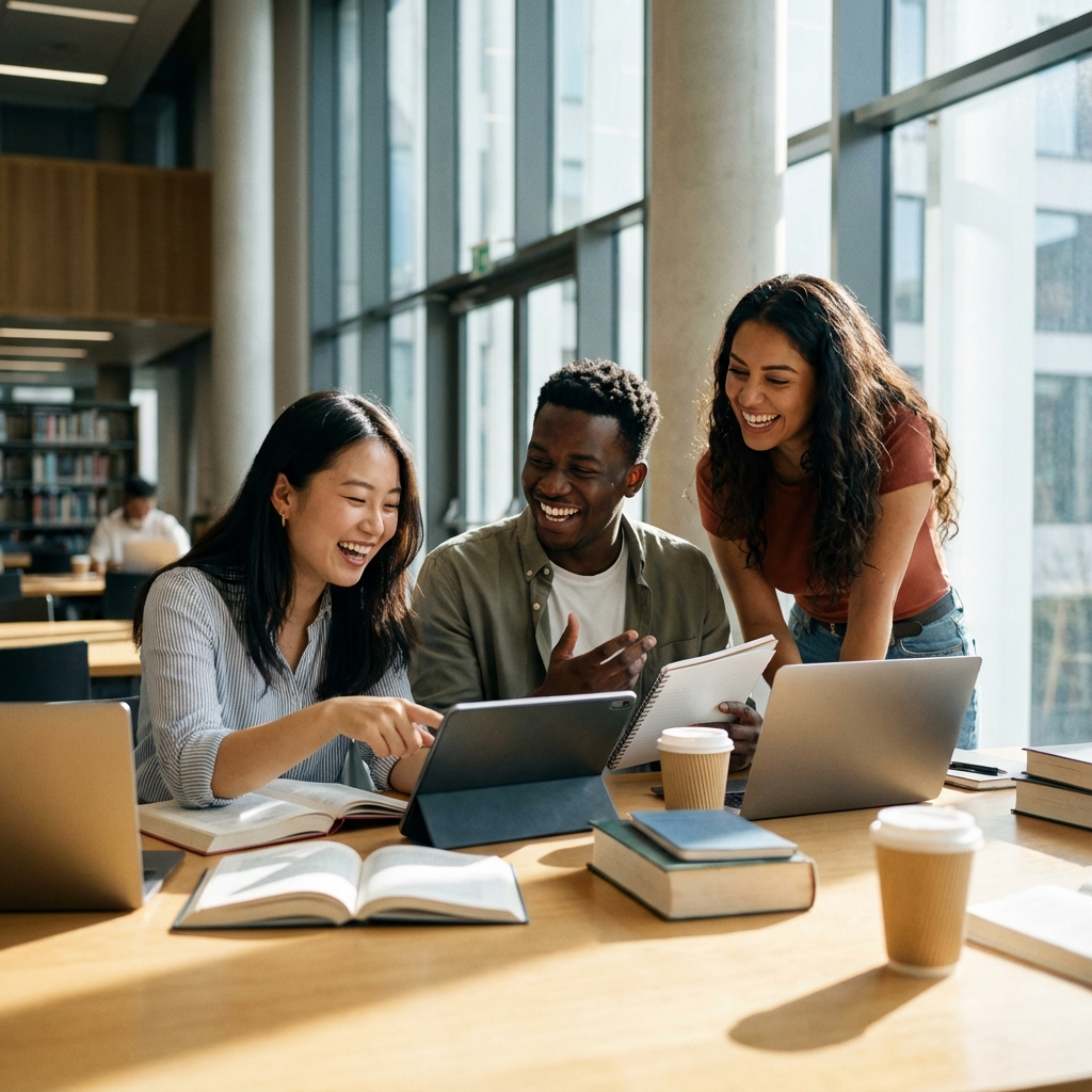 Students studying together